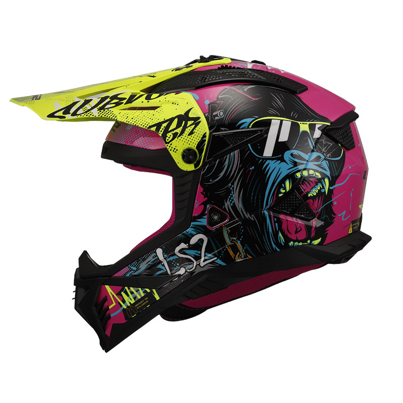 LS2 FAST 2 GORILLA MOR-NEON SARI KASK 