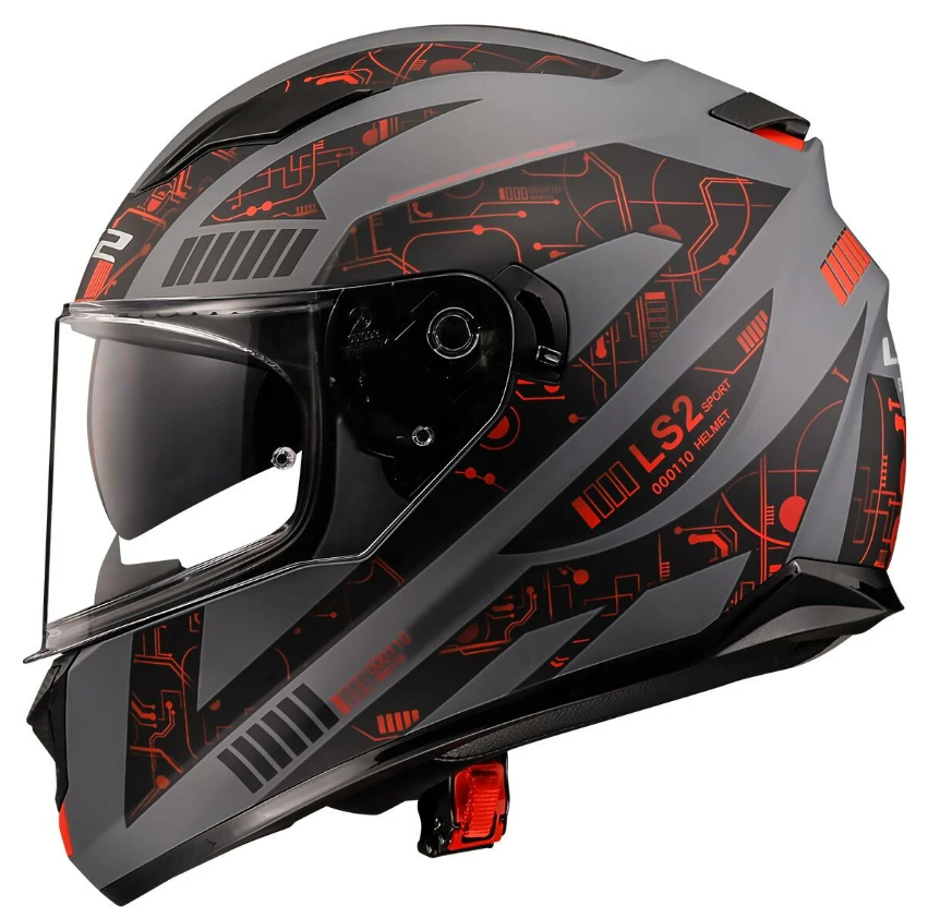 LS2 STREAM EVO TECT MAT GRİ SİYAH KIRMIZI KASK 