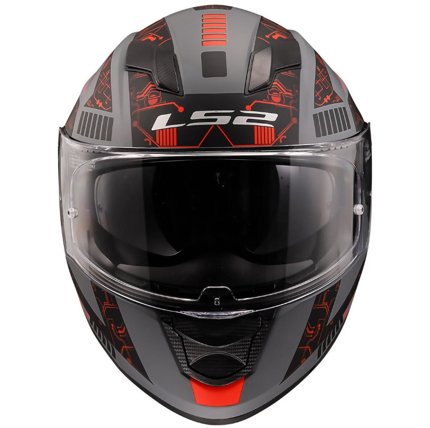 LS2 STREAM EVO TECT MAT GRİ SİYAH KIRMIZI KASK 