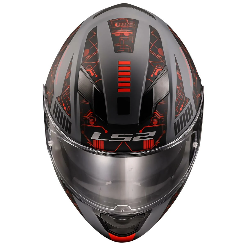 LS2 STREAM EVO TECT MAT GRİ SİYAH KIRMIZI KASK 