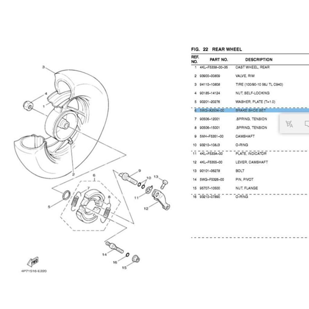 YAMAHA CYGNUS L ARKA FREN BALATASI