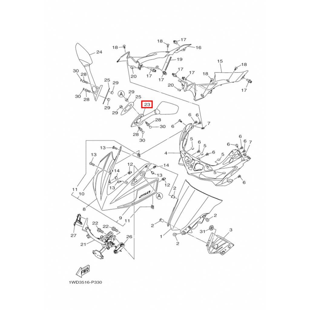 YAMAHA YZF R25 SOL AYNA 2015-2018