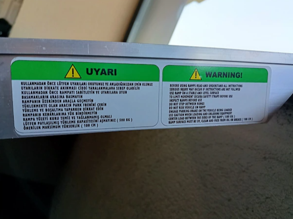 MOTOSİKLET VE ATV YÜKLEME RAMPASI KATLANIR ALÜMİNYUM 233X31 