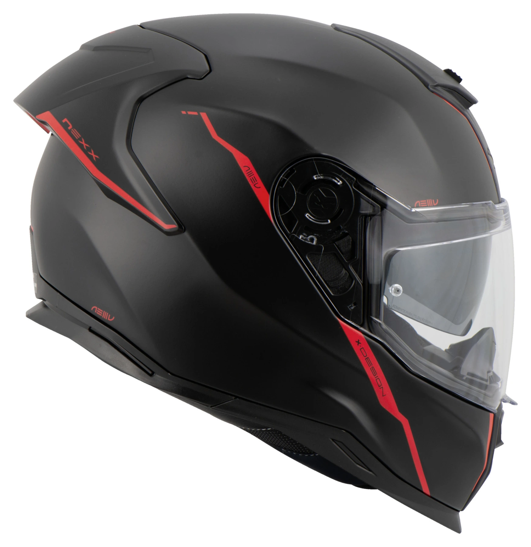 NEXX SX.100R SHORTCUT MAT SİYAH KIRMIZI KAPALI KASK - Resim 2