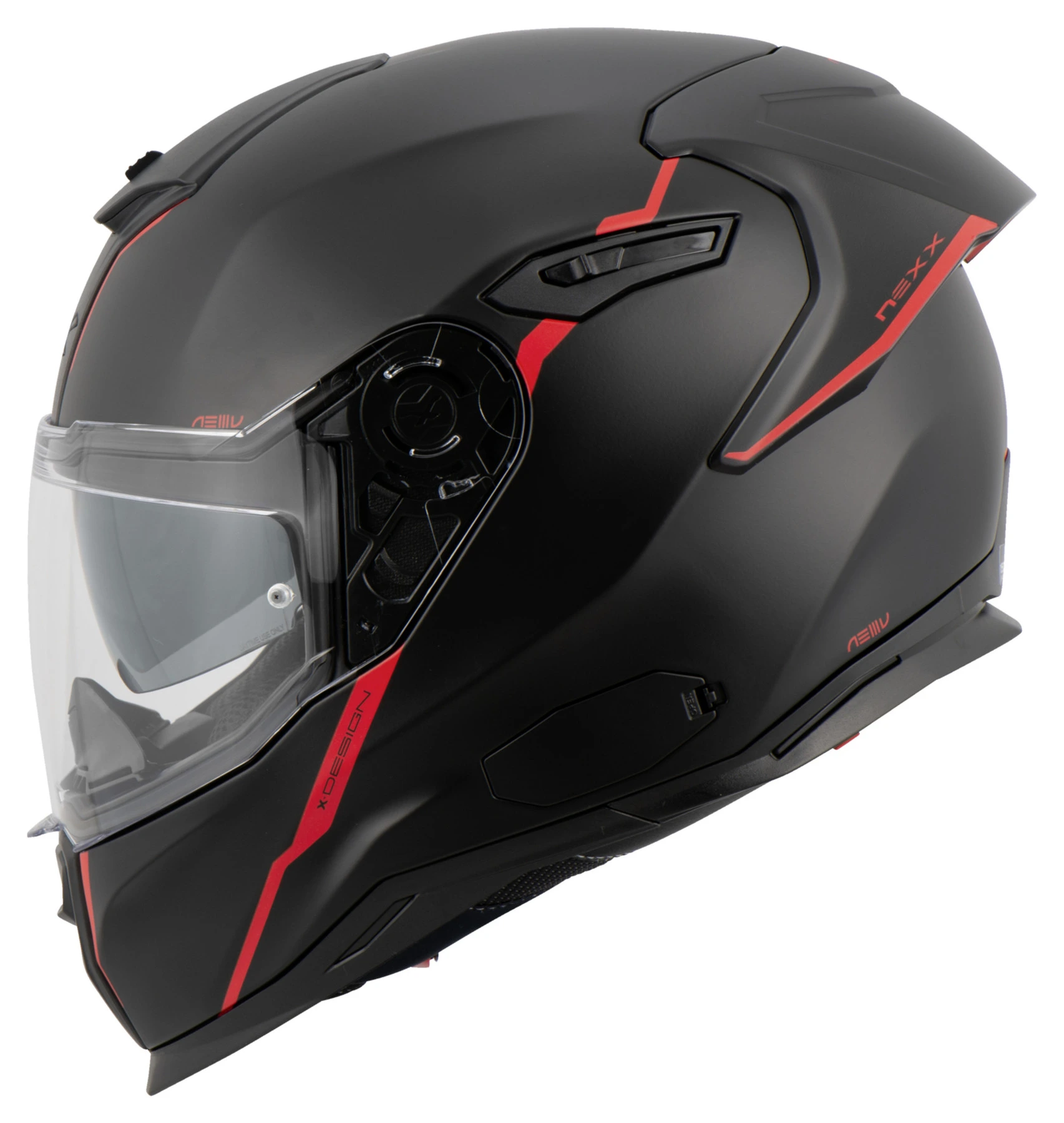 NEXX SX.100R SHORTCUT MAT SİYAH KIRMIZI KAPALI KASK - Resim 3