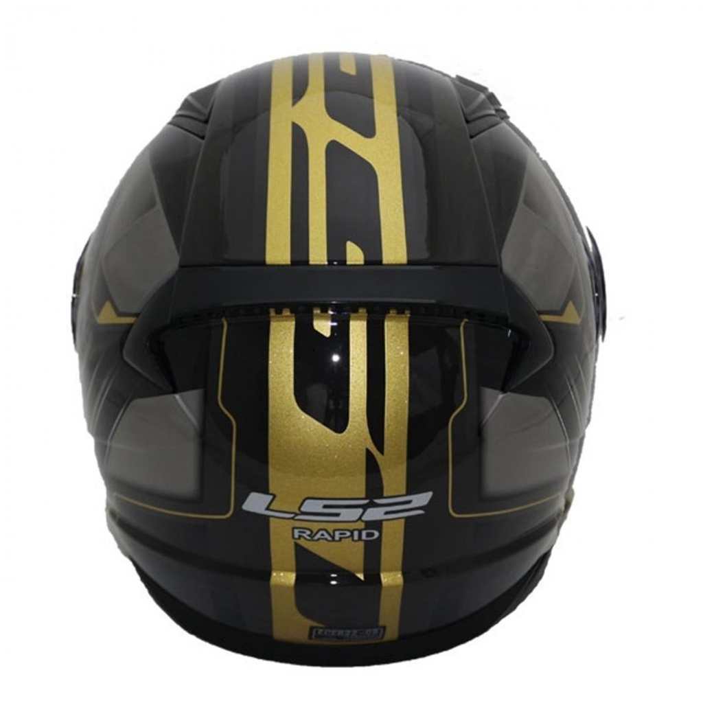 LS2 RAPID MEDAL PARLAK SİYAH GOLD KAPALI KASK - Resim 4