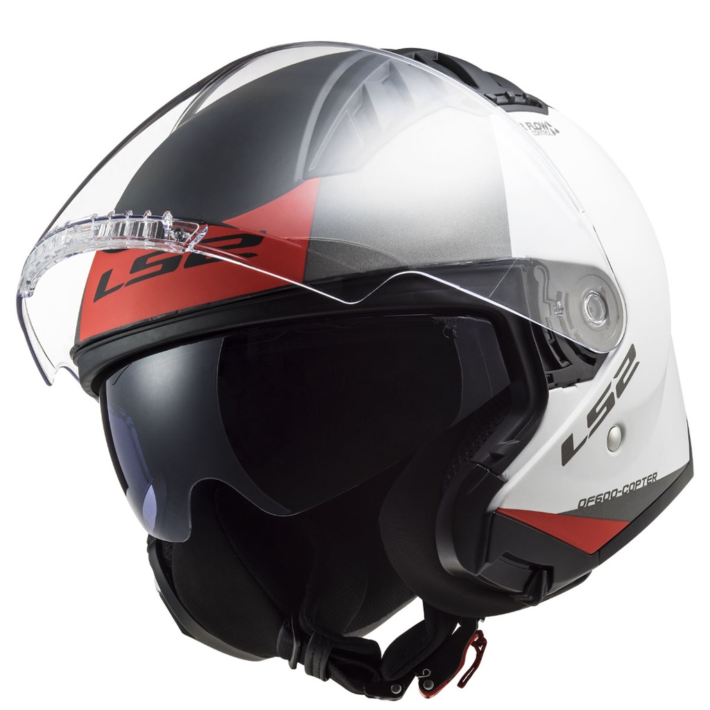 LS2 COPTER 2 URBANE MAT BEYAZ-KIRMIZI AÇIK KASK - Resim 2