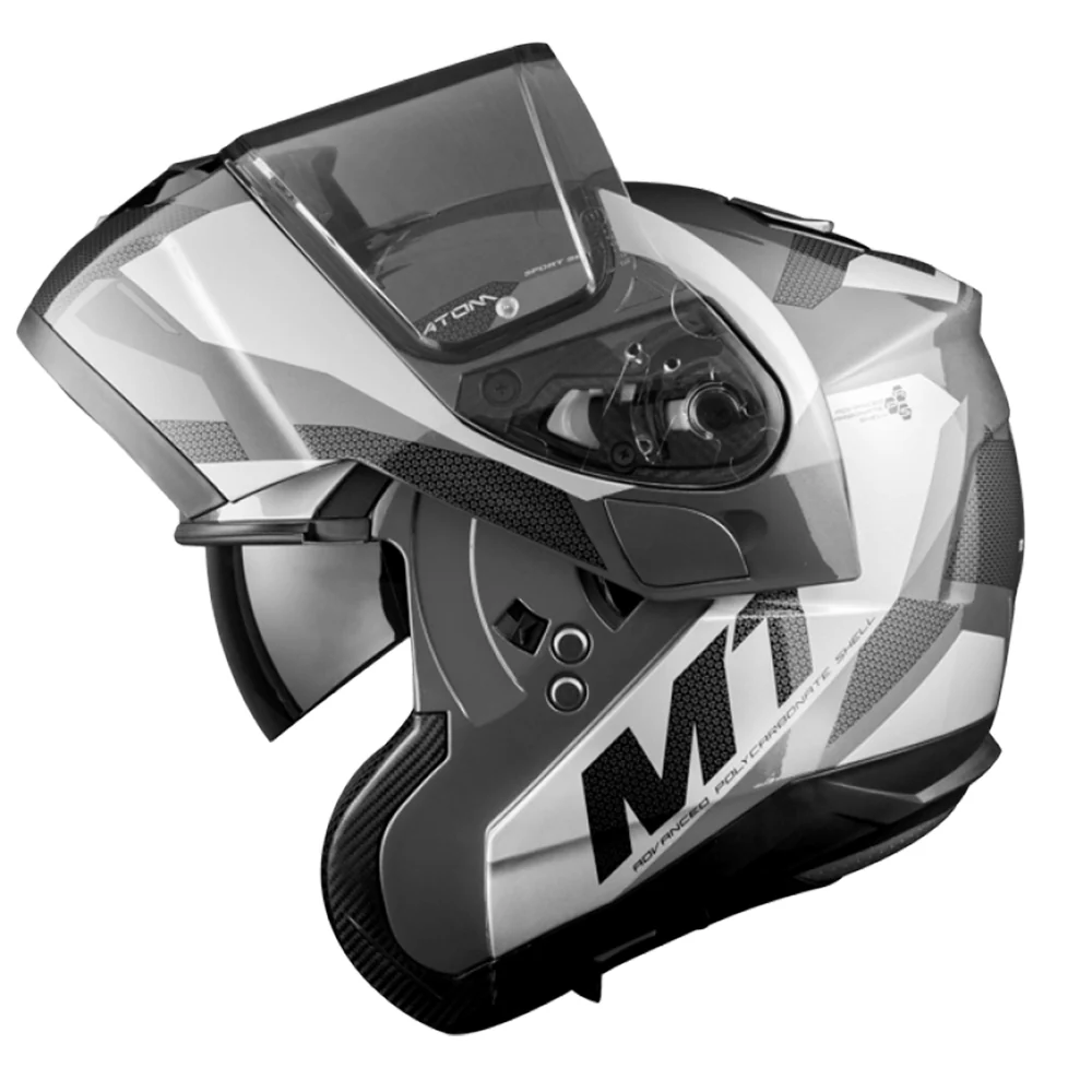 MT ATOM MAT GRİ GÜNEŞ VİZÖRLÜ ÇENE AÇILIR KASK - Resim 4