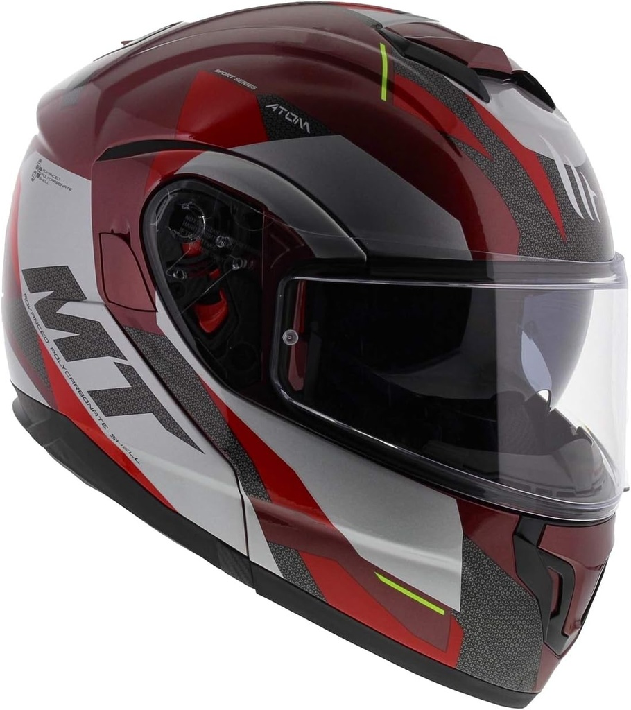 MT ATOM KIRMIZI GÜNEŞ VİZÖRLÜ ÇENE AÇILIR KASK - Resim 4