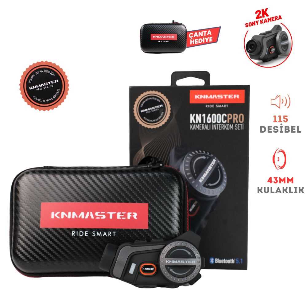 KNMASTER KN1600C PRO KAMERALI MOTOSİKLET KASK İNTERKOM BLUETOOTH KULAKLIK SETİ 