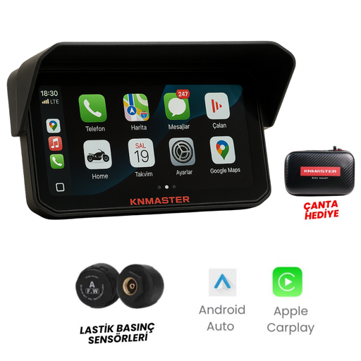 [8682214253261] KNMASTER MOTOPLAY 1500-6.25” TPMS SENSÖRLÜ KABLOSUZ CARPLAY& ANDROİD AUTO DESTEKLİ MOTOSİKLET MULTİMEDYA EKRANI