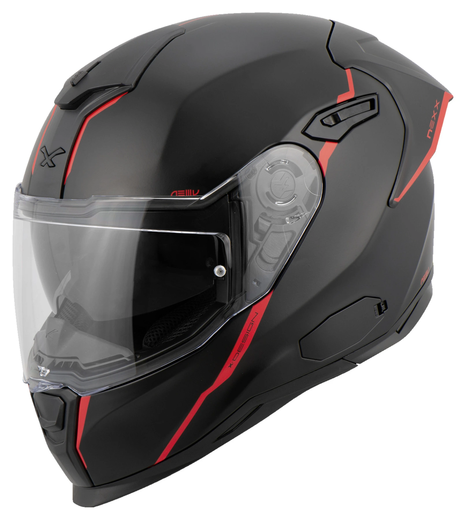 [2418717540487] NEXX SX.100R SHORTCUT MAT SİYAH KIRMIZI KAPALI KASK