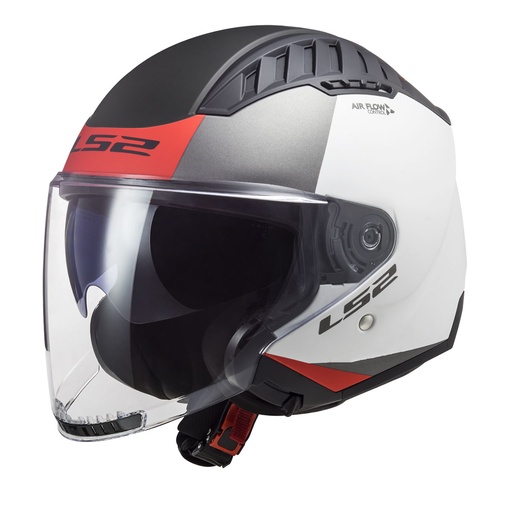 [2418717655006] LS2 COPTER 2 URBANE MAT BEYAZ-KIRMIZI AÇIK KASK