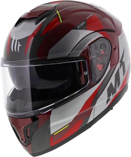 [2418717674342] MT ATOM KIRMIZI GÜNEŞ VİZÖRLÜ ÇENE AÇILIR KASK